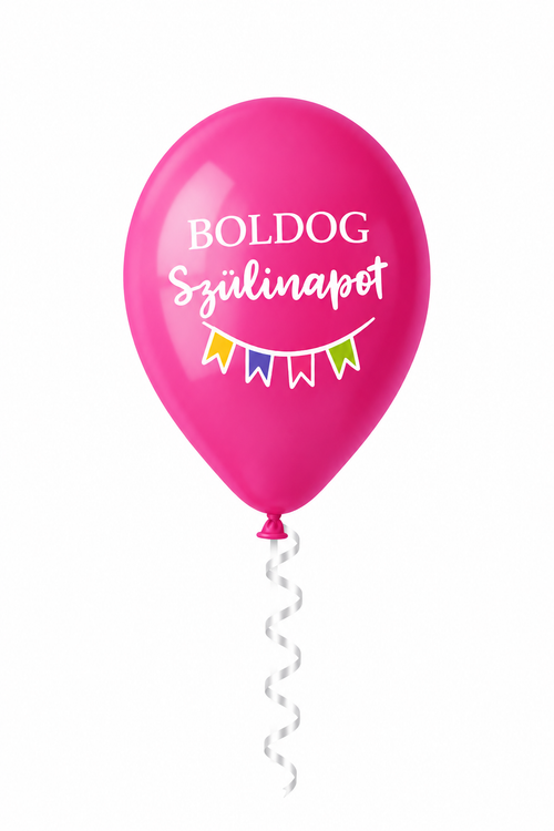 30 cm-es gumi lufi feliratos BOLDOG SZÜLETÉSNAPOT girlandos
