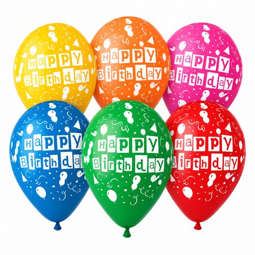 30 cm-es gumi lufi feliratos HAPPY BIRTHDAY vegyes