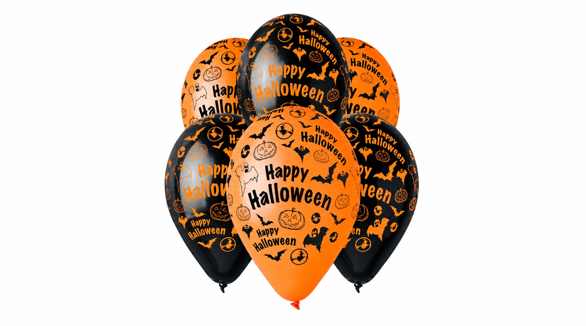 30 cm-es gumi lufi feliratos Happy Halloween denevér