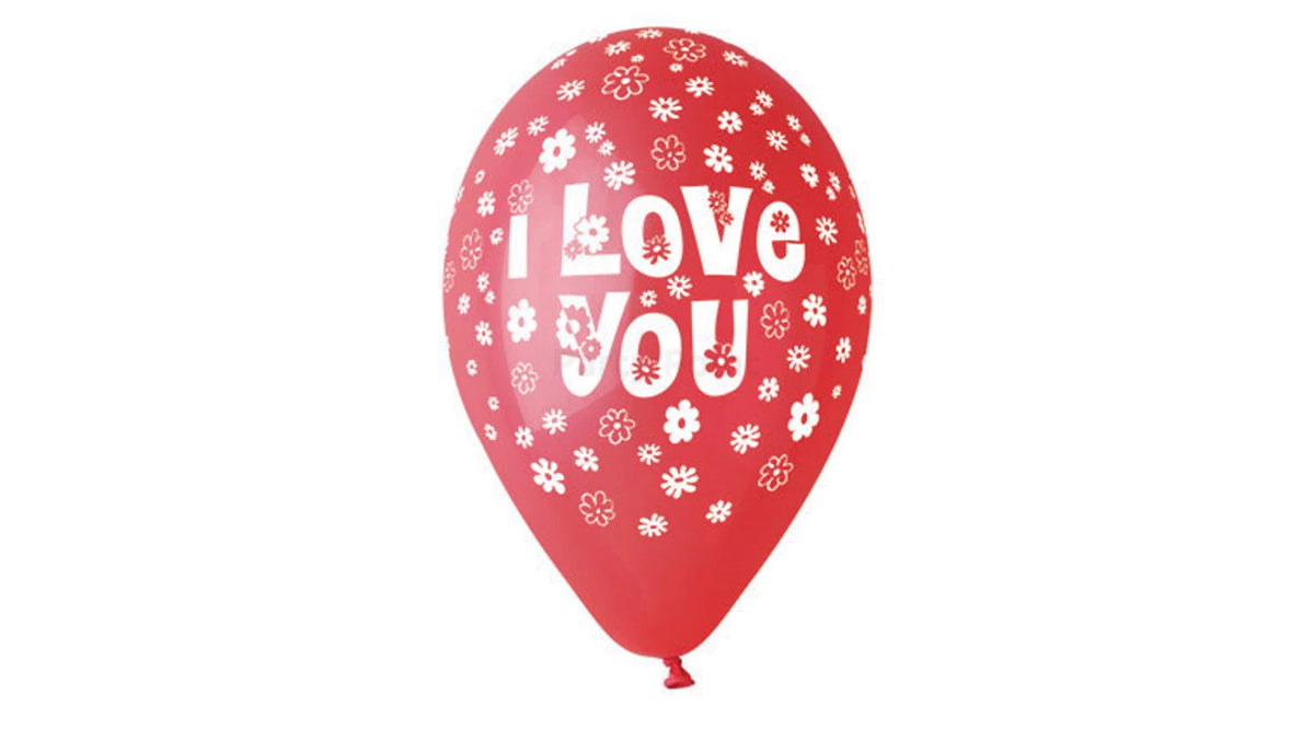 30 cm-es gumi lufi feliratos I Love You virágos