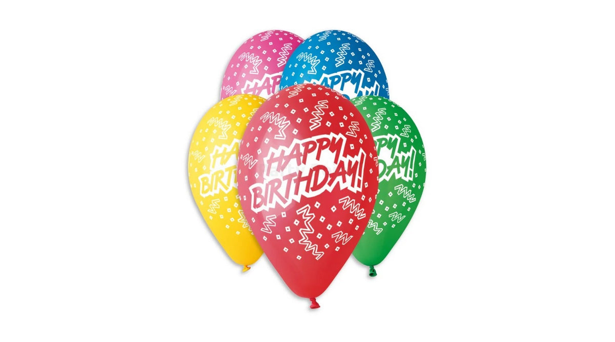 30 cm-es gumi lufi feliratos HAPPY BIRTHDAY cikk-cakk