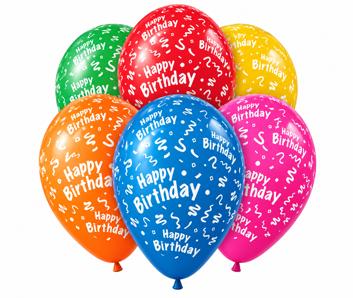 30 cm-es gumi lufi feliratos HAPPY BIRTHDAY szerpentines