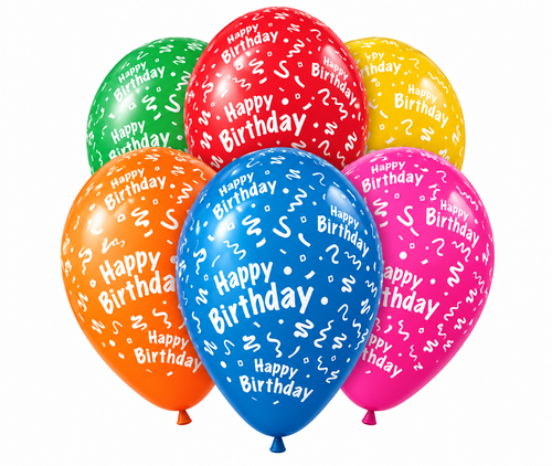 30 cm-es gumi lufi feliratos HAPPY BIRTHDAY szerpentines