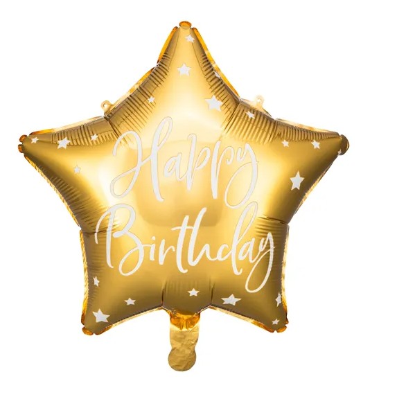 40 cm-es csillag alakú egyszínű fólia lufik Happy Birthday