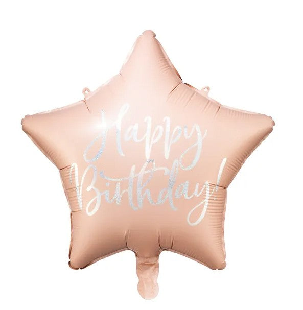 40 cm-es csillag alakú egyszínű fólia lufik Happy Birthday