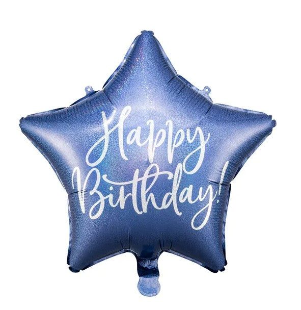 40 cm-es csillag alakú egyszínű fólia lufik Happy Birthday