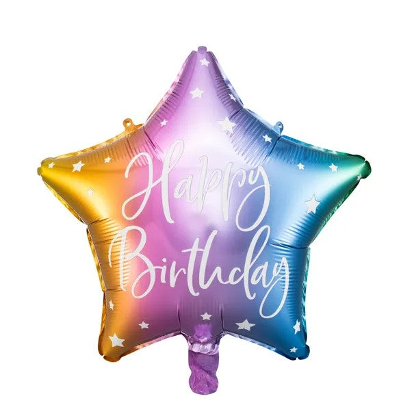 40 cm-es csillag alakú egyszínű fólia lufik Happy Birthday