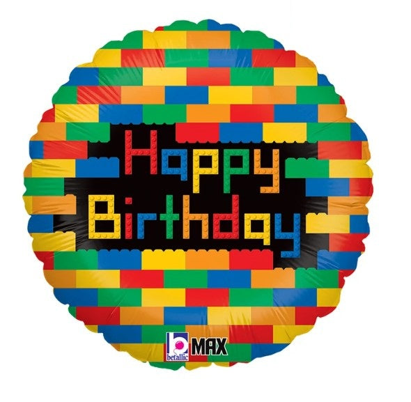 45 cm-es fólia lufi Happy Birthday Block party