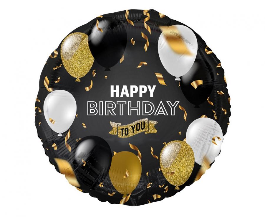 45 cm-es fólia lufi Happy Birthday To You fekete