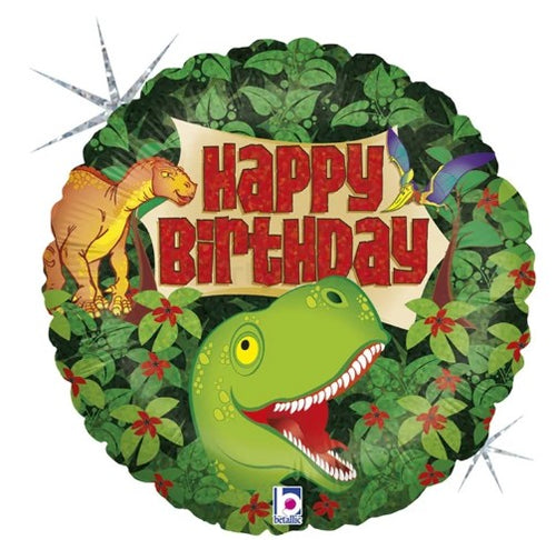 45 cm-es fólia lufi Happy Birthday dínós