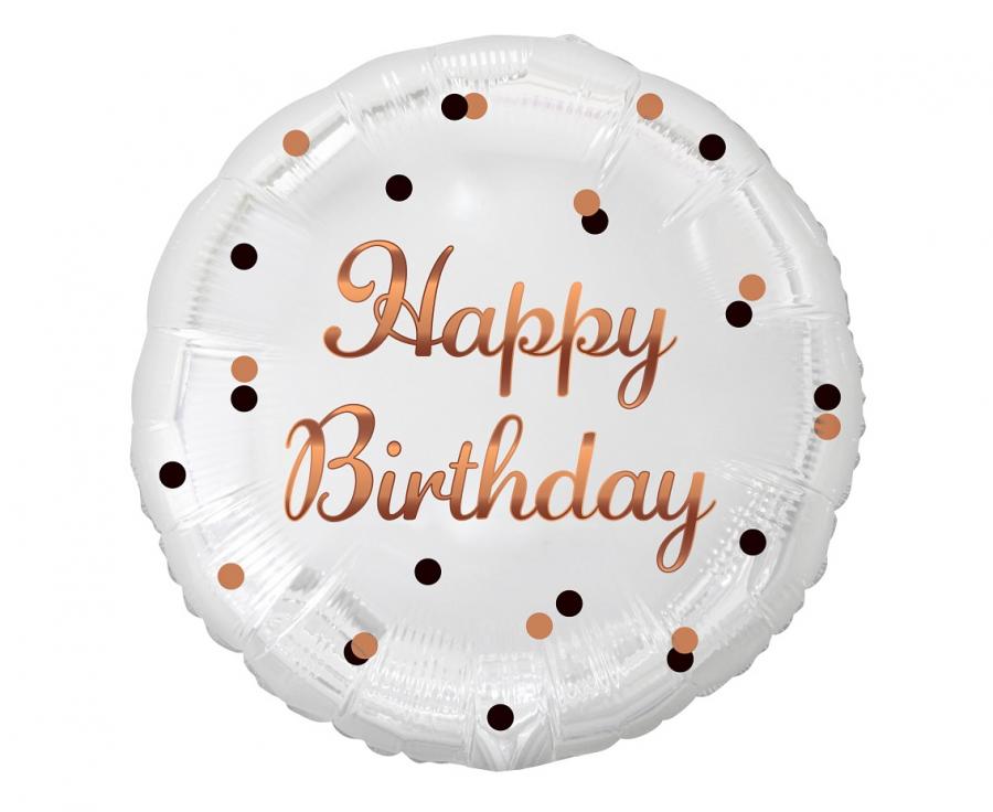 45 cm-es fólia lufi Happy Birthday fehér