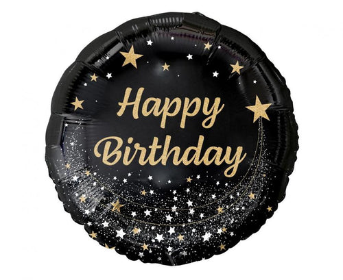 45 cm-es fólia lufi Happy Birthday fekete
