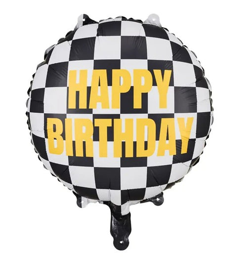 45 cm-es fólia lufi Happy Birthday kockás
