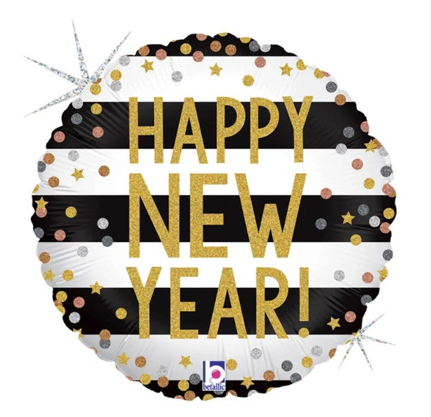 45 cm-es fólia lufi Happy New Year konfettis