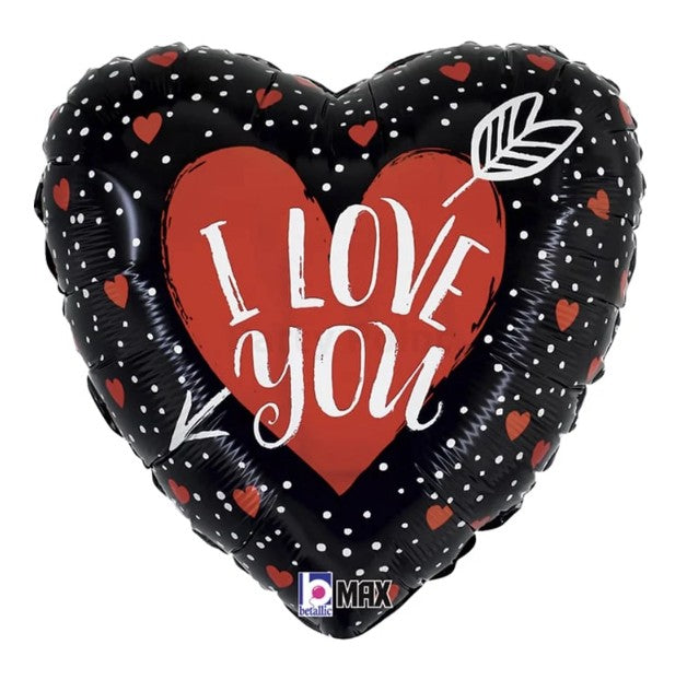 45 cm-es fólia lufi I Love You átlőtt szív