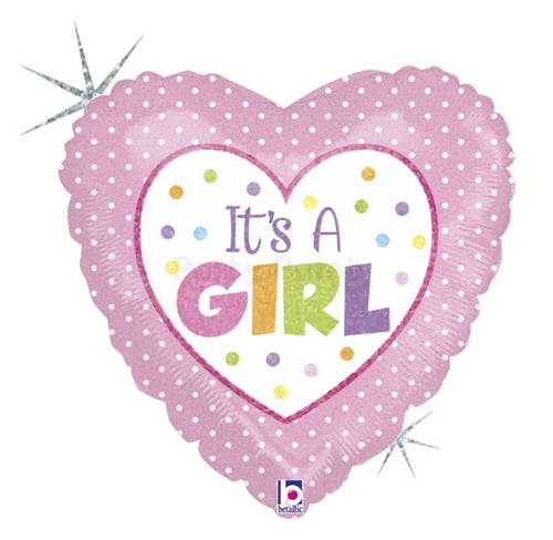 45 cm-es fólia lufi It's a Girl pöttyös