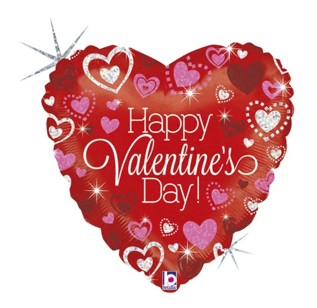 45 cm-es fólia lufi Happy Valentine's day szívek