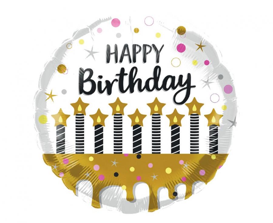 45 cm-es fólia lufi Happy Birthday gyertyákkal