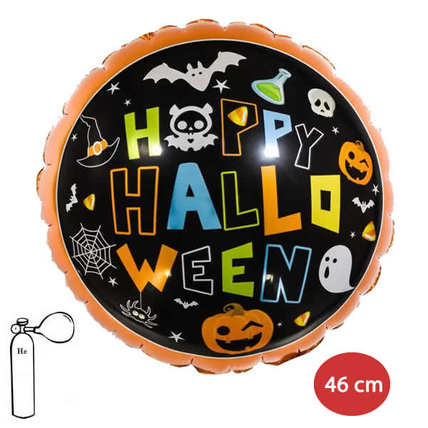 46 cm-es fólia lufi Happy Halloween narancs-fekete