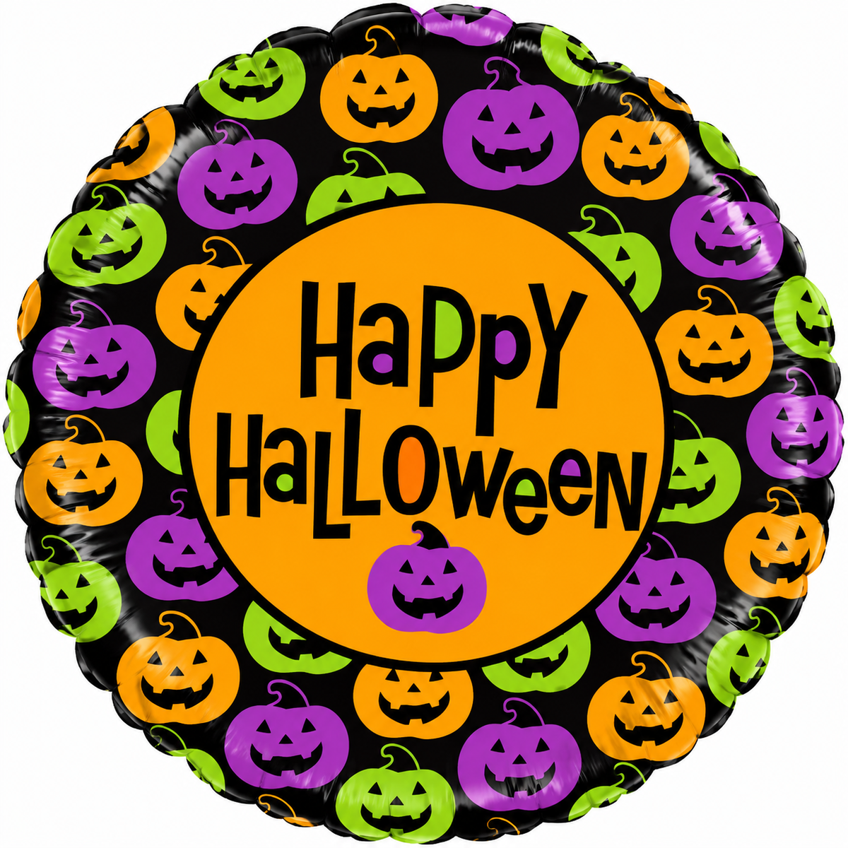 45 cm-es fólia lufi Happy Halloween többszínű tökös