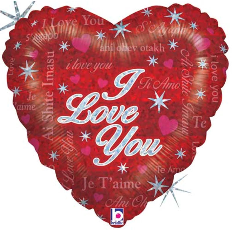 45 cm-es fólia lufi I love you csillogós