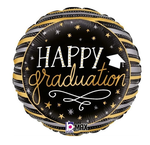 45 cm-es fólia lufi Happy Graduation csíkos