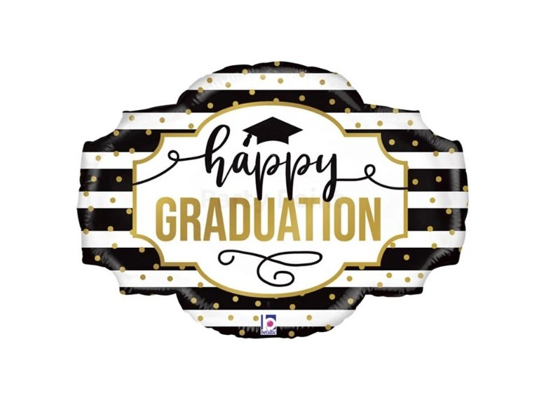 70 cm-es fólia lufi Happy Graduation csíkos
