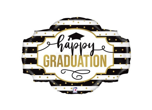 70 cm-es fólia lufi Happy Graduation csíkos
