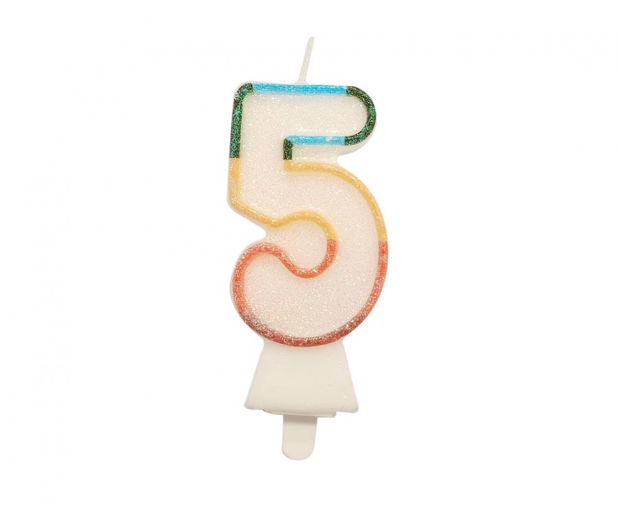 Számgyertya tortára, glitteres 5