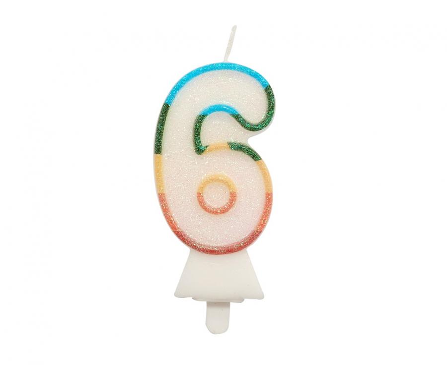 Számgyertya tortára, glitteres 6