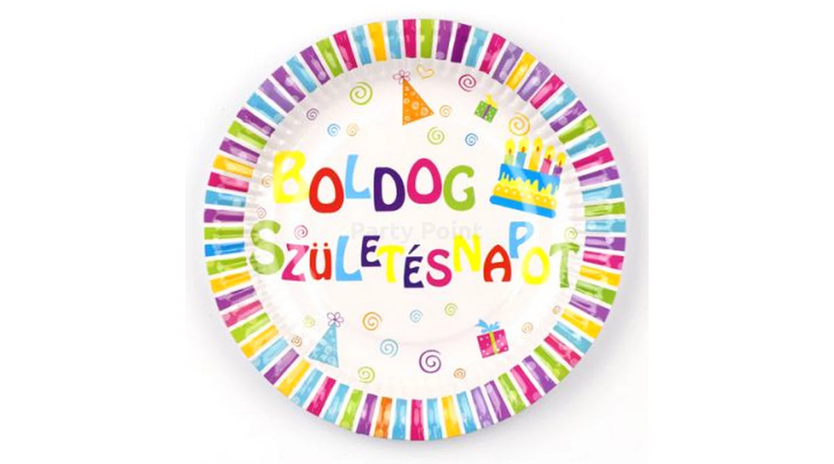 Boldog Születésnapot tortás papírtányér
