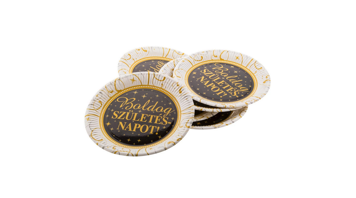 Elegáns Boldog Születésnapot feliratos tányér