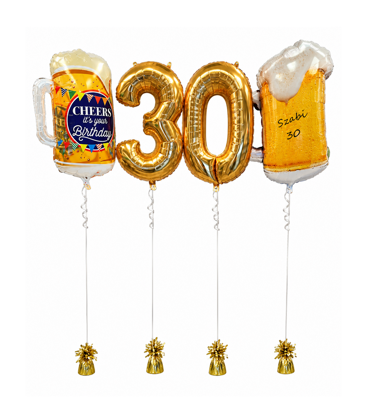 Héliumos luficsokor 30-as szám + sörös fólia lufik