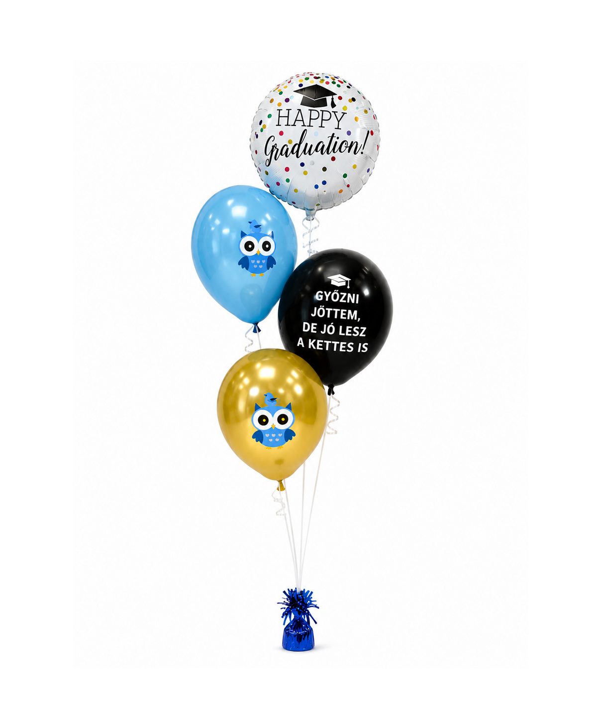 Héliumos luficsokor Happy Graduation 45 cm-es + gumilufik
