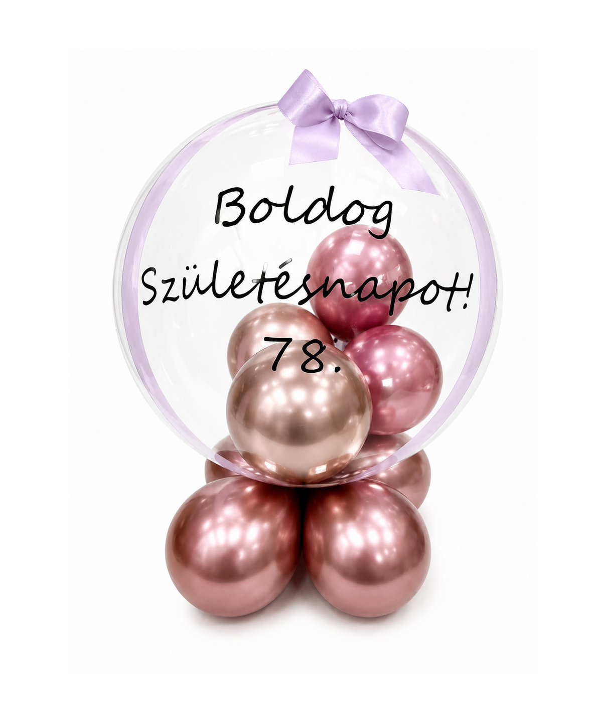 Víztiszta lufiszobor Boldog Születésnapot egyedi felirattal